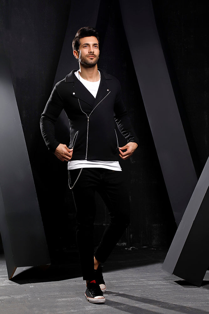 Black Fleece Biker Jacket