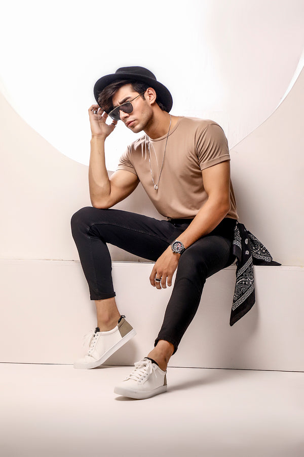 Beige Crew Neck