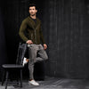 Dark Green Fleece Biker Jacket