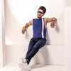 Blue With White Striped Dropped Armhole