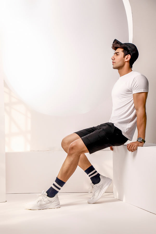 Black Sweat Shorts With Cargo Pockets