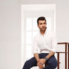 White High Collar Mid Placket Shirt