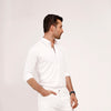 White High Collar Mid Placket Shirt