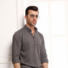 Charcoal High Collar Mid Placket Shirt