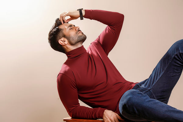 Maroon Full Sleeves Turtle Neck