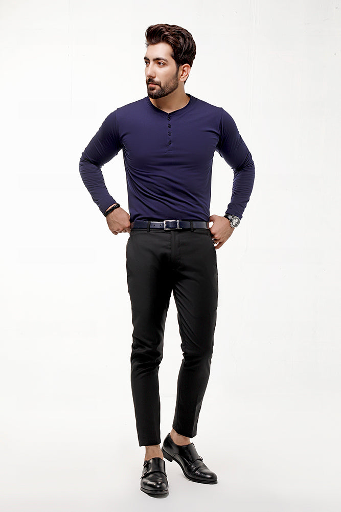 Navy Blue Full Sleeves Henley