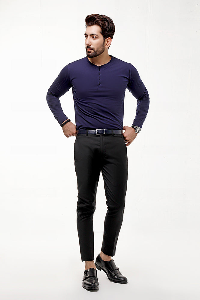Navy Blue Full Sleeves Henley