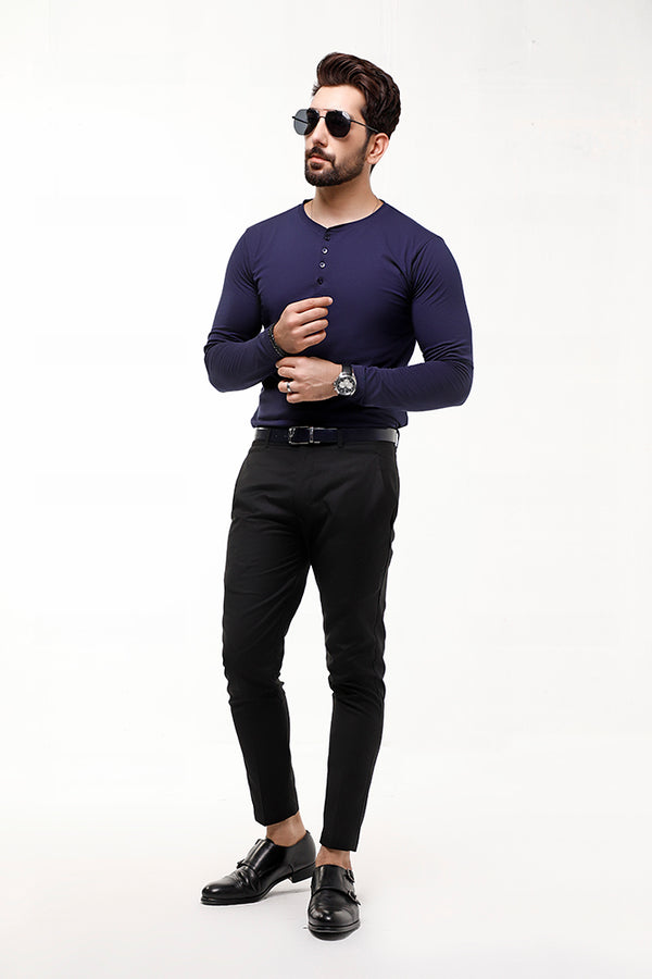 Navy Blue Full Sleeves Henley