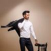 White Full Sleeves Turtle Neck