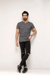 Charcoal Half Sleeves Henley