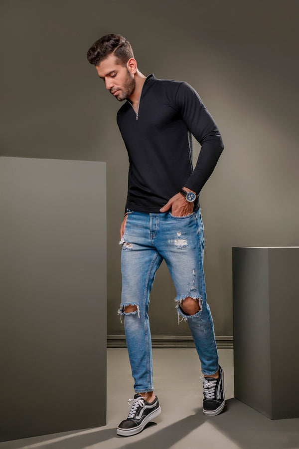 Black Half Zip SweatShirt