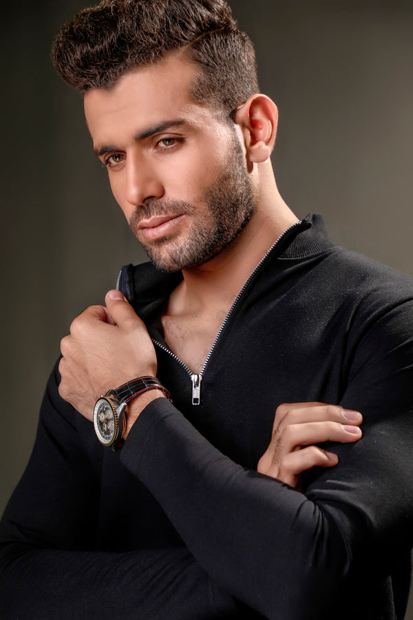 Black Half Zip SweatShirt