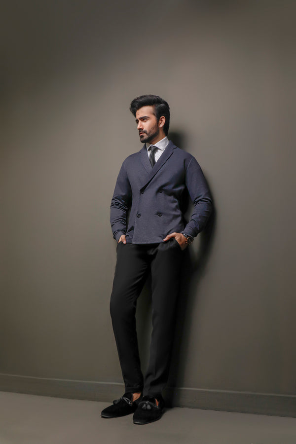 Charcoal Double Breasted Cardigan