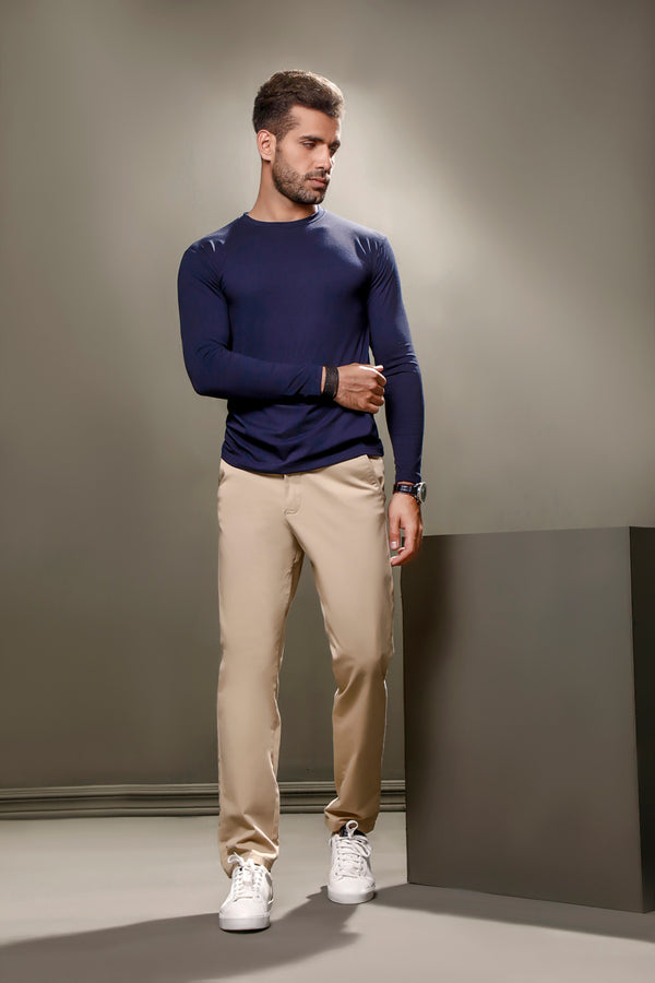 Navy Blue Full Sleeves Crew Neck