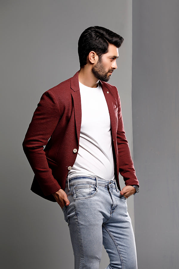 Maroon Heather Knitted Blazer