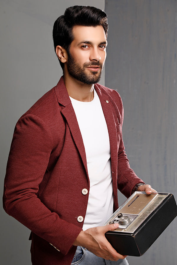 Maroon Heather Knitted Blazer