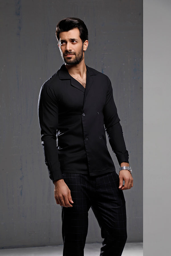 Black Double Breasted Shirt