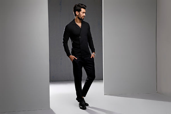 Black Double Breasted Shirt