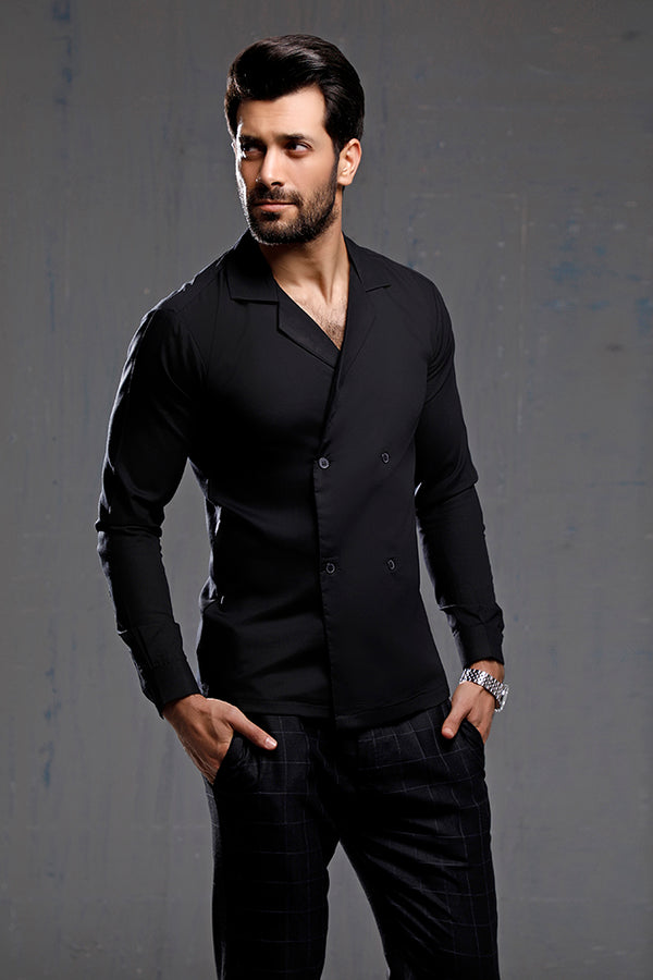 Black Double Breasted Shirt