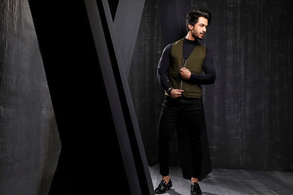 Dark Green Jersey Utility Gilet
