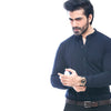 Navy Blue Full Sleeves Pique Shirt