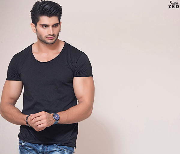 Black Scoop Neck