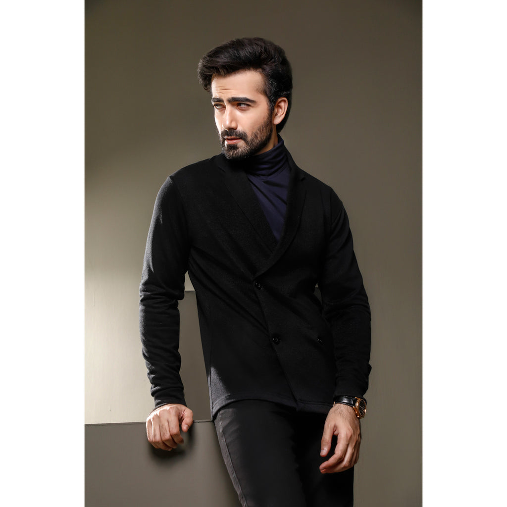 Black Double Breasted Cardigan | ZED