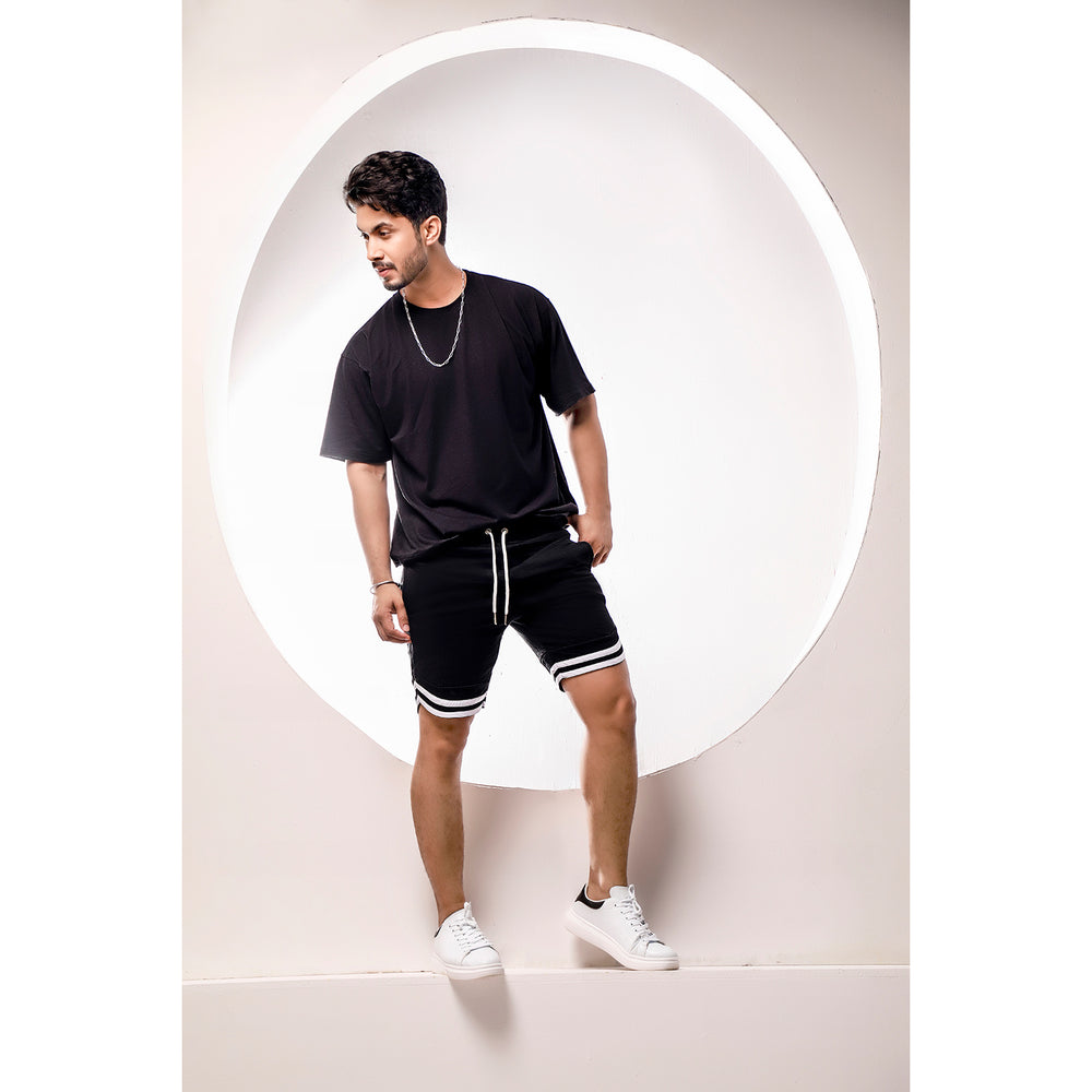 Black Sweat Shorts With Tape