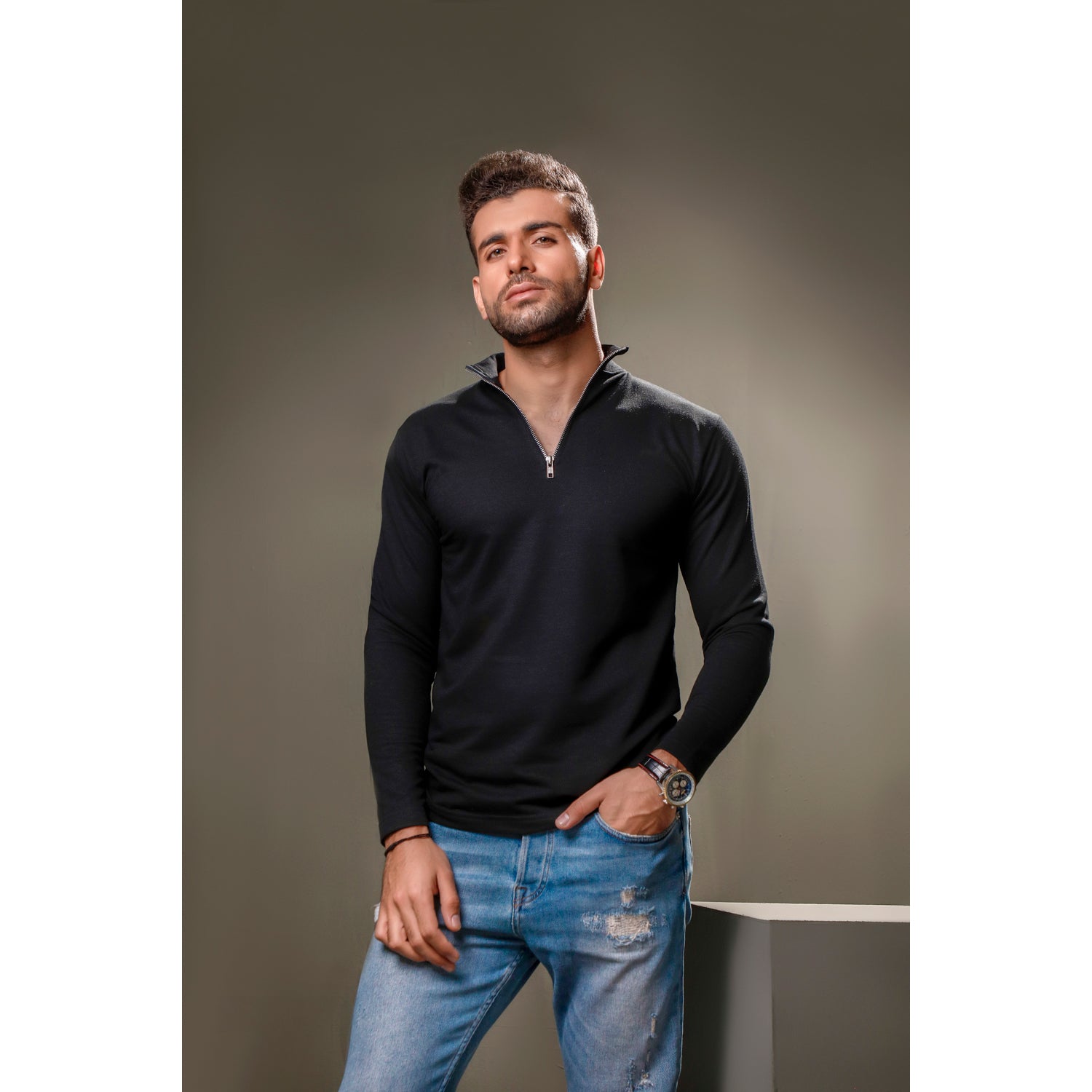 Black Half Zip SweatShirt