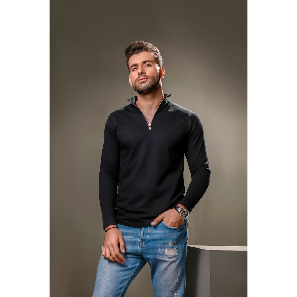 Black Half Zip SweatShirt