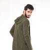 Khaki Green Long Line Hoodie
