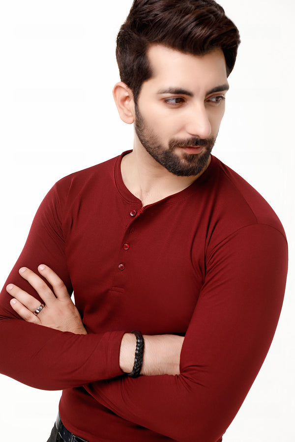 Maroon Full Sleeves Henley