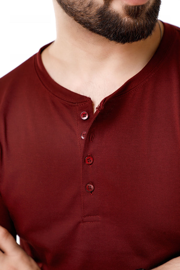 Maroon Full Sleeves Henley