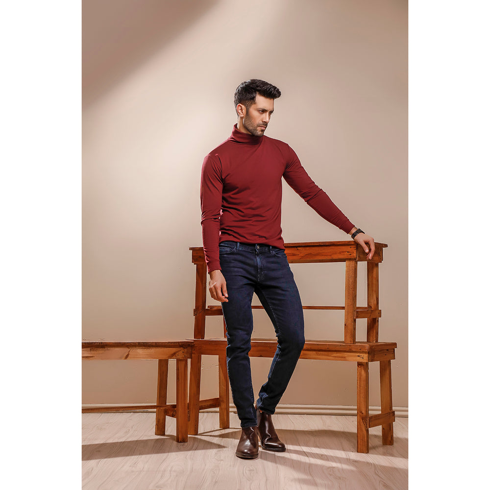 Maroon Full Sleeves Turtle Neck