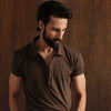 Brown Jersey Long Placket Polo