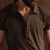 Brown Jersey Long Placket Polo