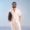 Premium White Silk Touch-Drawstring Linen Trouser