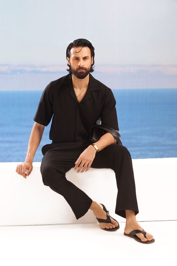 Premium Viscose Linen Black Trousers