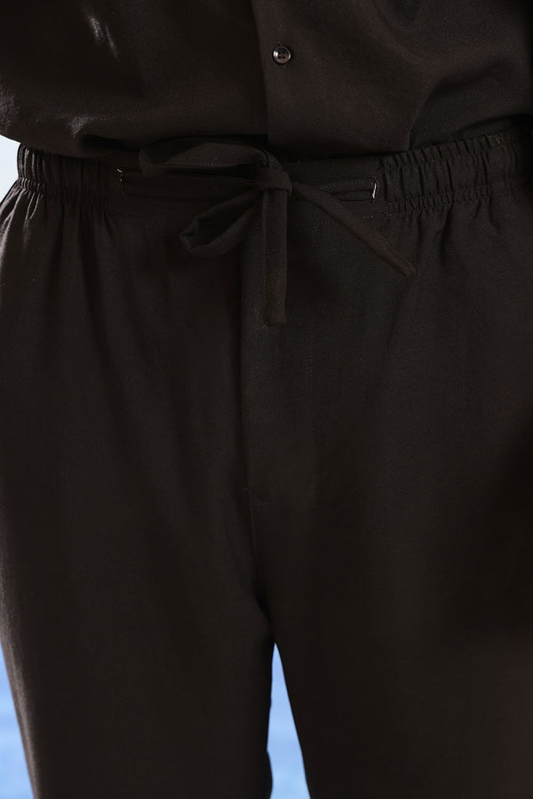 Premium Viscose Linen Black Trousers