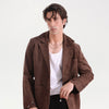 Classic Two-Button Brown Suede Blazer