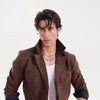 Classic Two-Button Brown Suede Blazer
