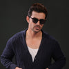 Navy blue Cable Knit Shawl Cardigan Sweater