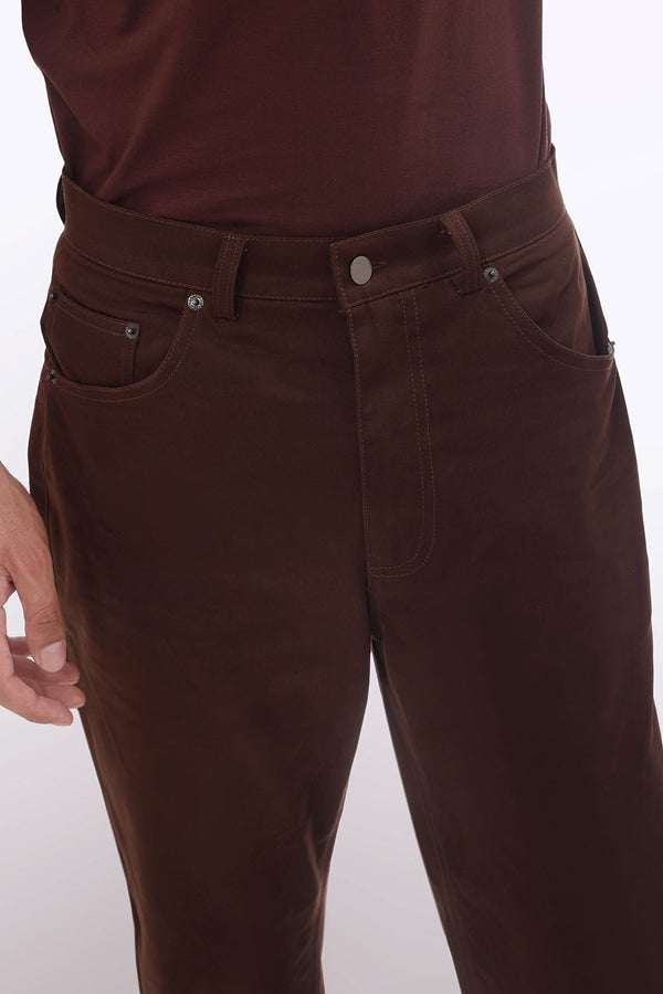Brown Soft Cotton Bootcut Trousers