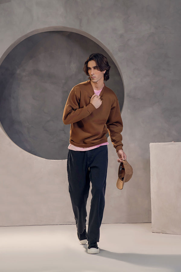 Brown Boxy Fit Sweatshirt