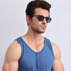 Teal Organic Henley Vest