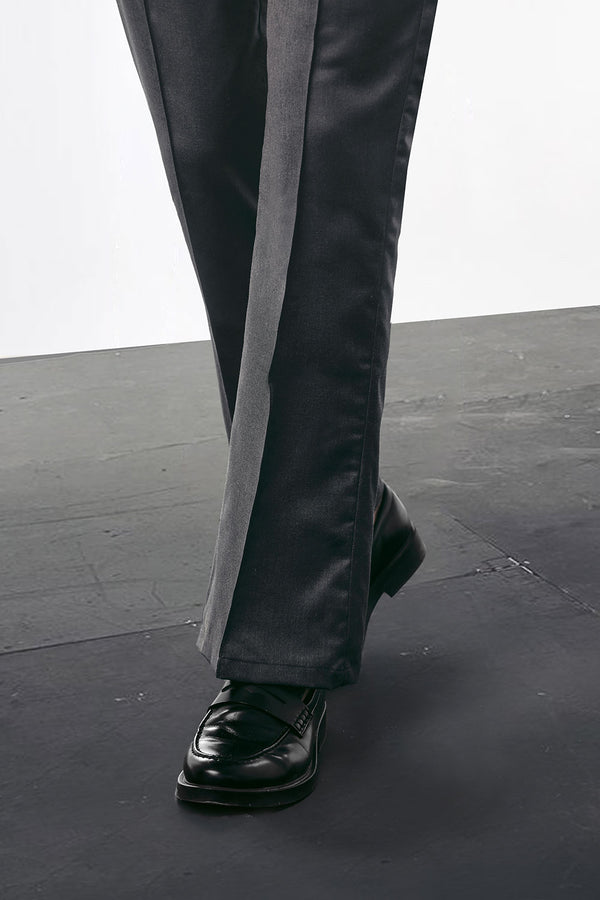 Charcoal Flared Pants With Seam Detail