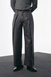 Charcoal Ultra Cross Pleated Wide Leg Trousers