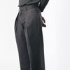 Charcoal Ultra Cross Pleated Wide Leg Trousers