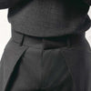 Charcoal Ultra Cross Pleated Wide Leg Trousers