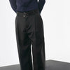 Black Relaxed Fit Pleated Trouser With Belt